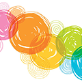 A row of abstract circles in various colors